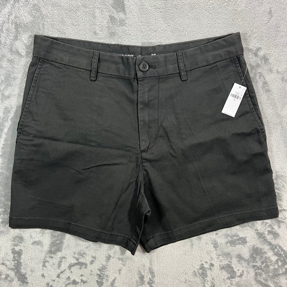 OLD NAVY Slim Rotation Chino Shorts NWT Mens 32 Panther Black Built In Flex Prep